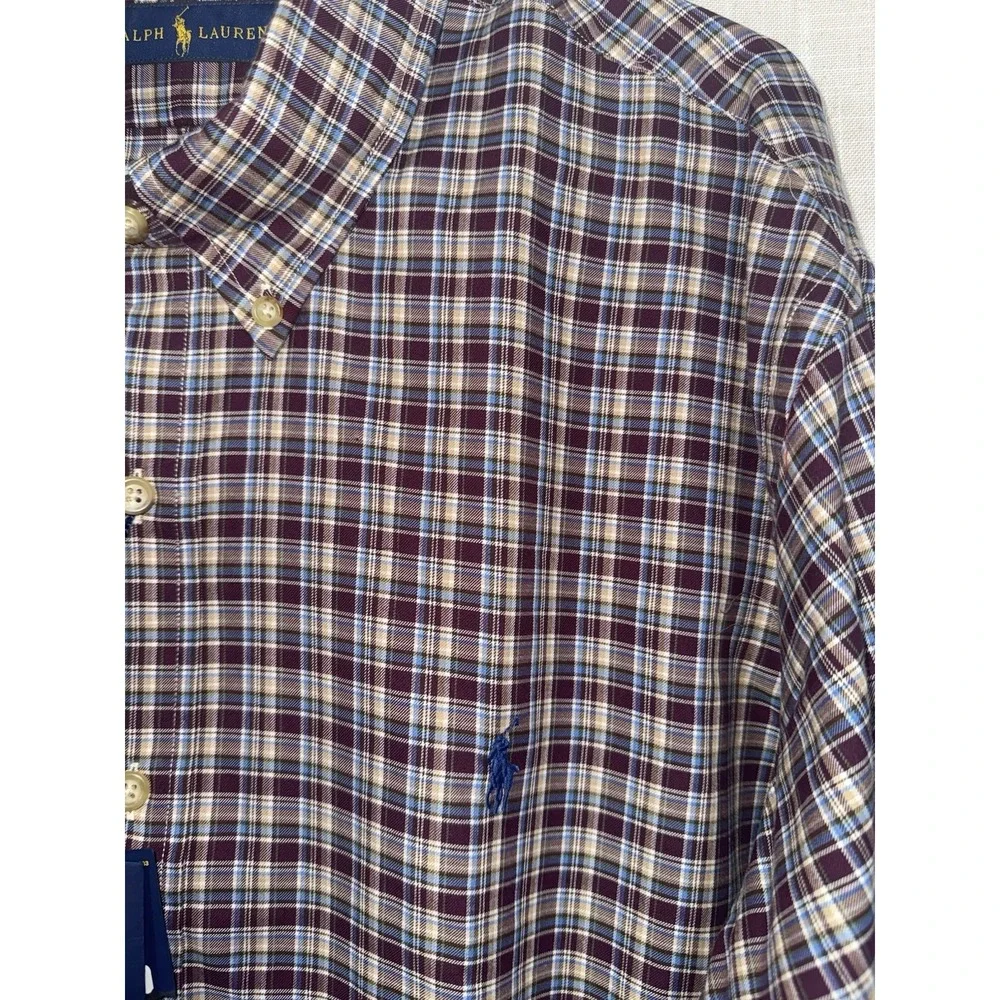 NWT Men's Ralph Lauren Oxford‎ Long Sleeve Button Down Plaid Shirt XXL Pony